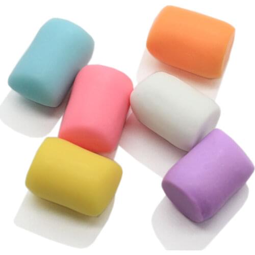 50/100pcs Cotton Candy Resin Cabochons Miniature Marshmallow Diy Food Jewelry Accessories Colorful Ornament 3D Cube Dolls