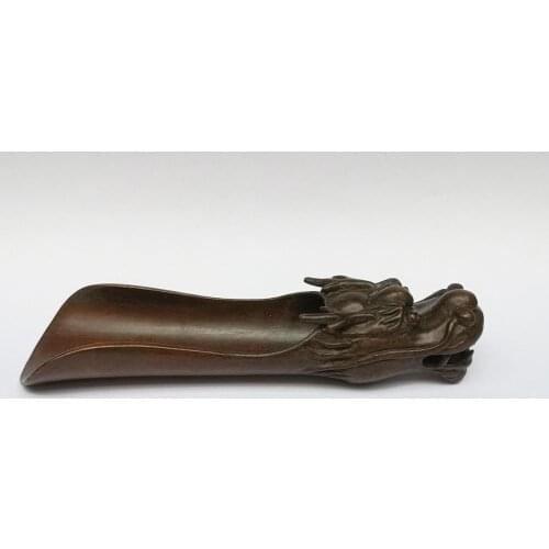 YIZHU CULTUER ART Collection Old China Bronze Carving Dragon Statue Teaspoon Family Decoration or Paperweight Gift