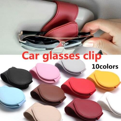 Leather 10colors Sun Visor Clip for Sun Glasses Car High-speed Card Car Organizer Universal Storage Car Glasses Clip