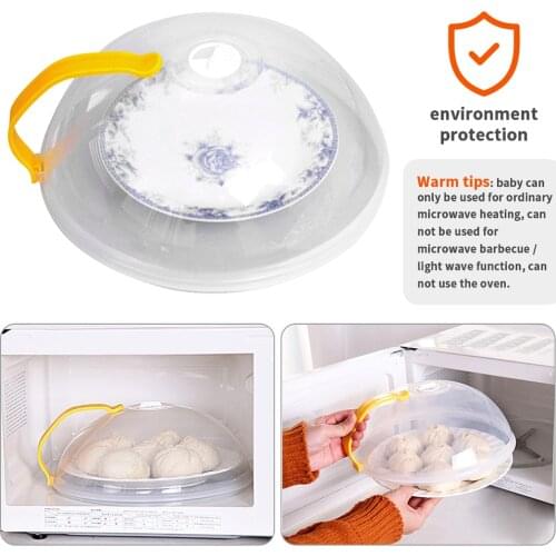 Food Cover Sealing Cover for Microwave Oven PP Heating Cover Fresh Cover Reusable Anti-splash Cap with Color Random Handle