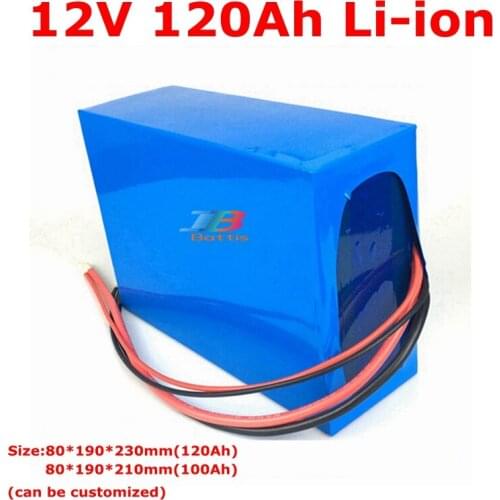 PVC 12V 100Ah 120Ah lithium li ion battery pack built-in BMS for golf cart solar energy motor home boat+10A charger