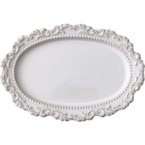 MIDOSHARK European style retro embossed palace style ceramic dinner plate
