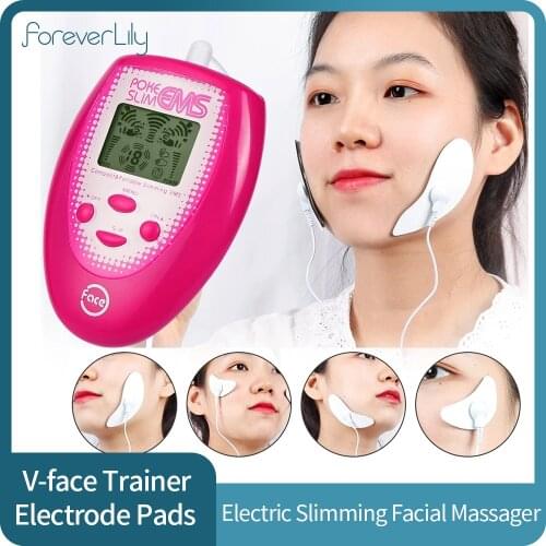 Microcurrent Face Lifting Massage Electrotherapy Device Slimming EMS Facial Body Muscle Stimulator V-face Trainer Electrode Pads