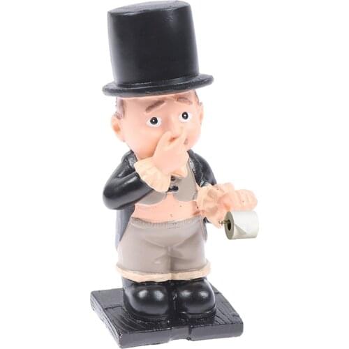 Toilet Mini Fake Roll Paper Holder Resin Ornament Sculpture Bathroom Figurine