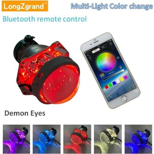 Mobile bluetooth remote control color change RGB demon eye multicolor LED halo ring eyes motorcycle headlight auto car DRL