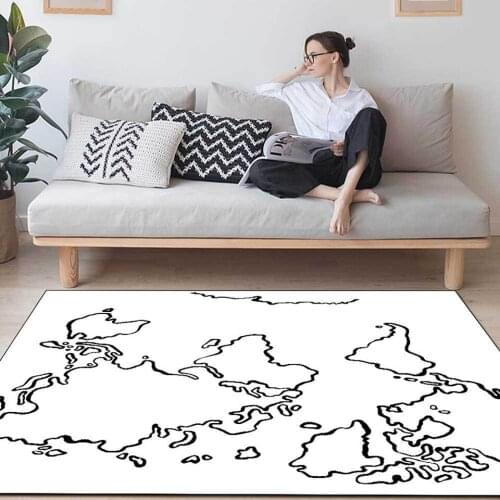 Fashion Nordic Style Anti-slip Carpet Simple Living Room Decoration Mat Black And White World Figure Bedroom Bedside Floor Ma