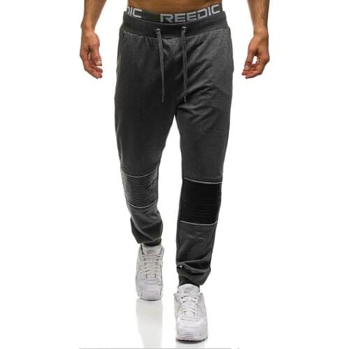 2018 Foreign trade hot mens sports trousers leather design unique zipper decorative sweatpants joggers men pants men
