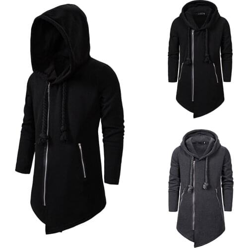 Zipper Hoodies men Dark EU size M-XXL Sweatercoat Loose Coat Sweatershirt long sleeve black gray Hooded jacket