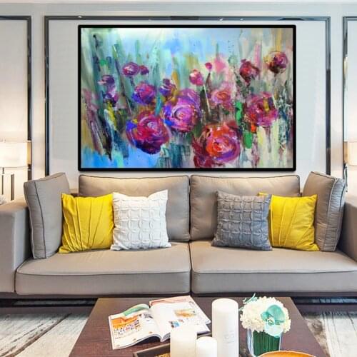 Abstract Flowers Oil Painting Posters and Prints Wall Art Canvas Pianting Watercolor Rose Picture for Living Room Decor No Frame