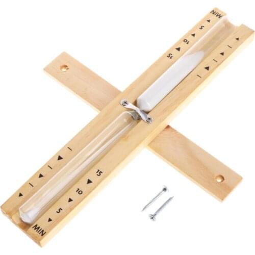 Wall-Mounted Rotating Sauna Wooden Hourglass White Sand Timer 15 Minutes