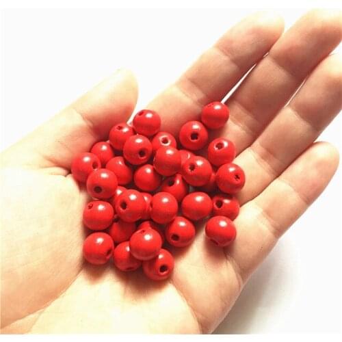 Natural 8mm Wooden Beads Round Balls Wood Beads Handmade Red Color For DIY Jewelry Necklace Making 200Pcs/Lot