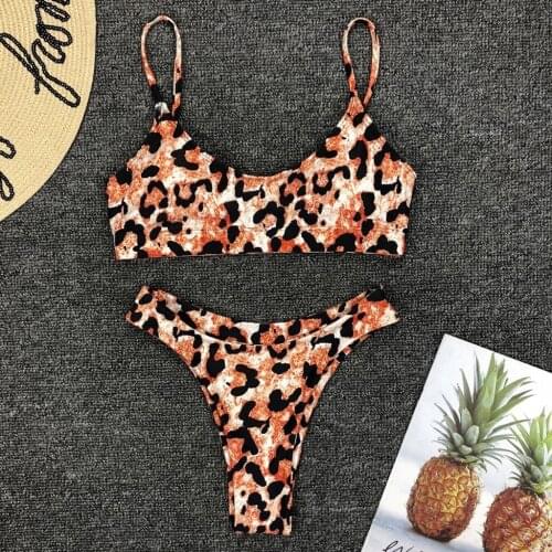 New Summer Ladies Bikini Animal Print Sexy Women Fashion Leopard Print Push-Up Padded Bra Beach Bikini Set Swimsuit Bathing Suit