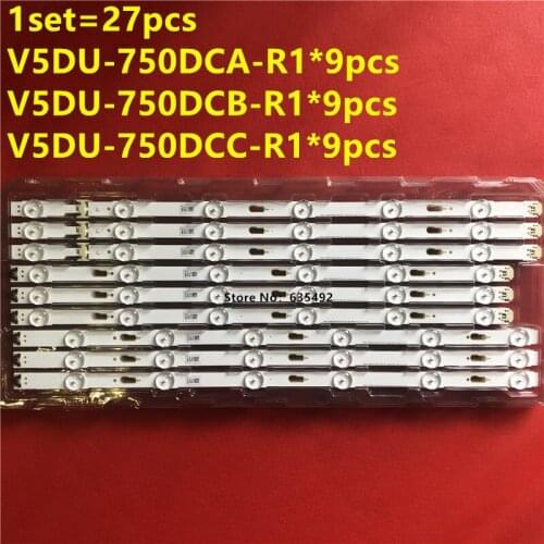 New Kit 27 PCS (9*A 9*B 9*C) LED strip For V5DU-750DCA-R1 V5DU-750DCB-R1 V5DU-750DCC-R1 BN96-34763A BN96-34764A BN96-34765A