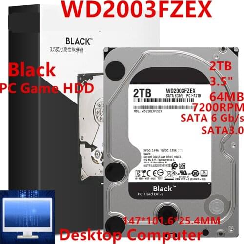 New HDD For WD Brand Black 2TB 3.5" SATA 6 Gb/s 64MB 7200RPM For Internal Hard Disk For Desktop Game Hard Drive For WD2003FZEX