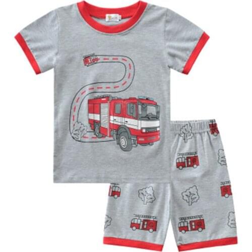 Fashion Summer Baby Boys 2-7 Year Clothing Sets Childrens Clothes Pajama Suits Baby Sleepwears Suits Kids Cotton Shirts+Shorts