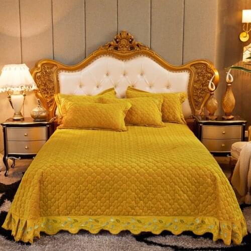 Luxury 11 solid color designs fleece yellow Bedspread Coverlet Bed Cover Set Blanket Bedsheet Bed Linen Pillowcase Home Textile