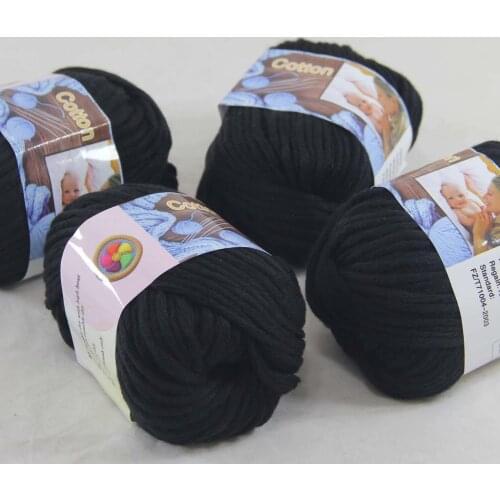 Sale 4 Ball x 50g Super Soft Pure Cotton Chunky Shawl Hand Knitting Womens Yarn Black 422-15-4