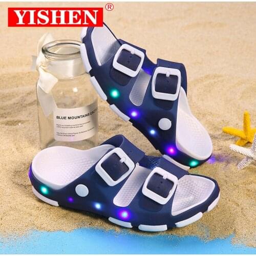 YISHEN Kids Slippers Children LED Kids Slippers Baby Flip Flops Bathroom Sandals Kids Shoes For Girl Boys Light Up Toddler Shoes