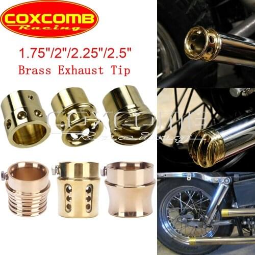 Old Shool 1.75"/2"/ 2.25"/2.5" Brass Exhaust Tip Exhaust Muffler Pipe End Cap for Harley Sportster BSA Chopper Bobber Cafe Racer