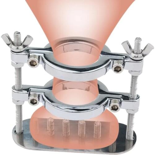 Heavy Male BDSM Cock Ring Stretcher Scrotum Bondage Pendant Stimulation Lock Chastity Device Metal Spike Penis Ring Clamp Gay