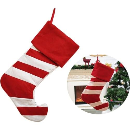 Decoration Christmas Stocking Cartoon Party Traditional Large Non-woven Fabric Hanging Holiday Gift Bag Old Man Kids Stripe