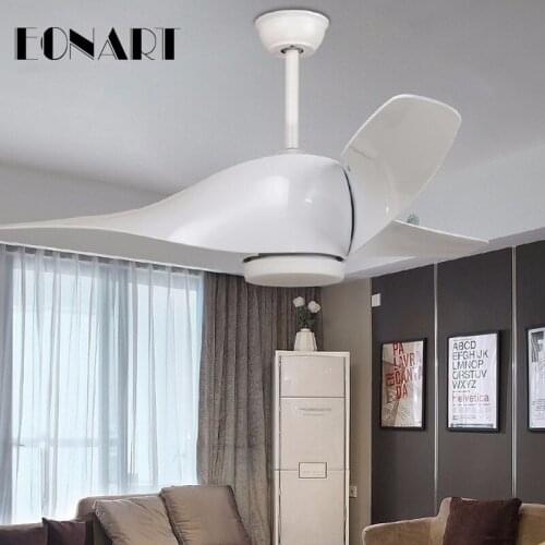52 Inch modern plastic 3-Blade remote control LED variable frequency ceiling fan lamp 220V motor with light indoor roof fans