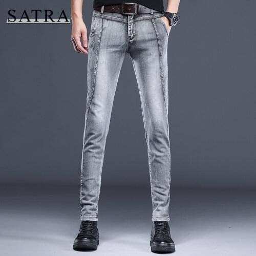 SATRA 2021 Spring New Arrival High Quality Classic Elastic Jeans Men,Mens Fashion Trend Pencil Jeans ,Casual Slim Jeans Men
