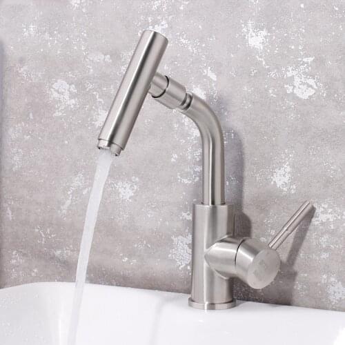 Rotate spray mouth 304 stainless steel bathroom hot and cold faucet mixer