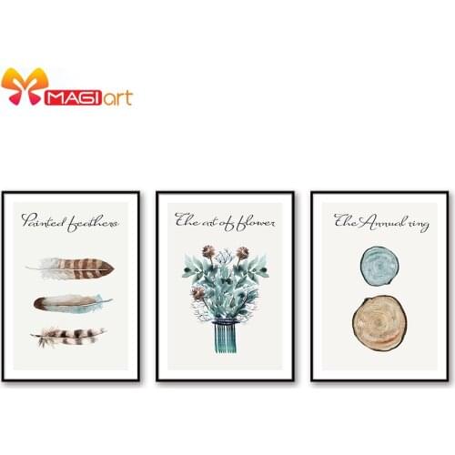 Cross stitch kits Embroidery needlework sets 11CT water soluble canvas patterns 14CT Feathers flowers and tree wheels-NCMC033