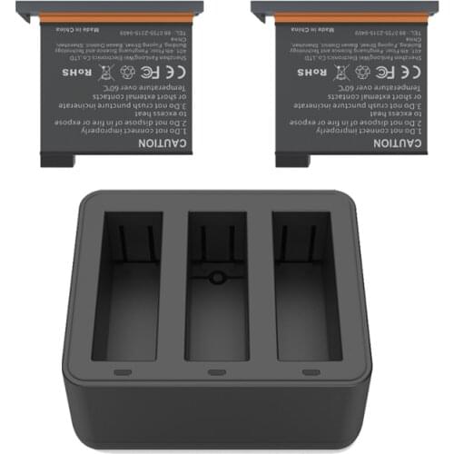 For DJI OSMO 3 in 1 Type-c Charging Port Battery Charger + 2pes Battery Kit for DJI OSMO Action Sport Camera Accessories