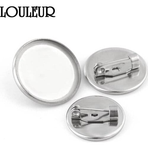 10pcs/lot 16/18/20mm Stainless Steel Brooch Clasps Pin Disk Base Pad Bezel Blank Cabochon Trays Backs For Jewelry Craft Making