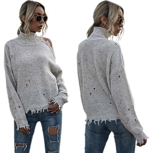 Women Autumn Long Sleeve Turtleneck Burrs Sweater Knitwear 2020 Fashion Ladies Casual Pullovers Tops