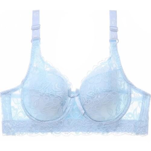 Womens Lace Bra Underwear Light padded Sexy Push up Brassiere Plus Size Floral Lingerie Tops Bralette 32-48 A B C D Cup