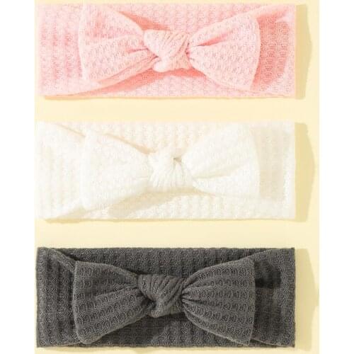 3Pcs/Set Baby Headband Girls Knitted Headwrap For Newborn Solid Color Turban Infant Soft Bandage Children Hair Bows Accessories