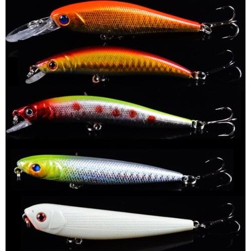 5pcs Mixed Minnow Fishing Lure 3D Eyes Lifelike Simulation Hard Lure Crankbait Fishing Hard Baits Sharp Hooks Pesca