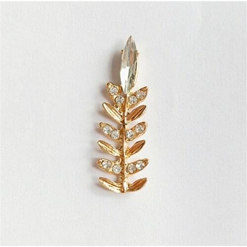 50pcs Reed Grass Branch Crystal Stones Rhinestone Appliques Flatback Accessory Hairpin Brooch Buckle Decor Shoes Embellishment