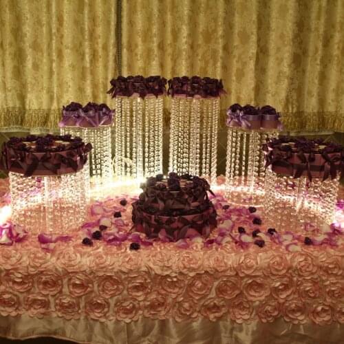 6Pcs Free Shipping Crystal Clear Circle Round Acrylic Cupcake Tower Stand Birthday Cake Plate Candy Dessert Pan Decoration