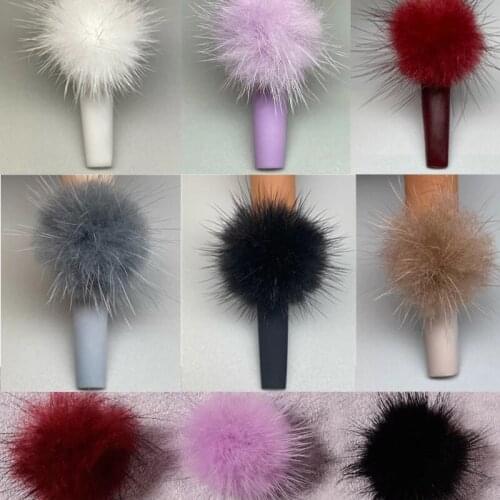 8pcs Nail Poms Fluffy Plush Ball Nails 3D Soft Pom Fur Balls,Detachable Magnetic Soft Fluffy Pompon Nail Art Manicure Decoration