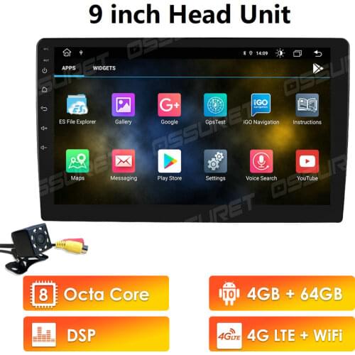 9/10.1 Inch 4G+ 64G Octa Core Android 10 Two din Universal GPS Navigation Head Unit Player Support SWC 4G WIFI
