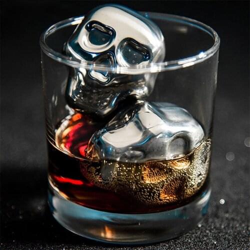 Bar Stainless Steel Skull Ice Cube Cooling Beer Whisky Wine Cocktail Rock Cooler Stones Sipping Chillers Bar Tool Party kitchen