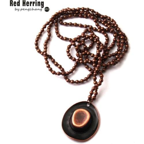 Free Shipping Fashion 4mm Mini Ancient Copper Bead Knotted Hat Pendant Necklaces