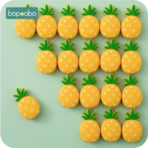 Bopoobo 5pc Silicone Tiny Rod Beads BPA Free Baby Teether Pineapple DIY Pacifier Chain Teething Beads Rodent Baby Product
