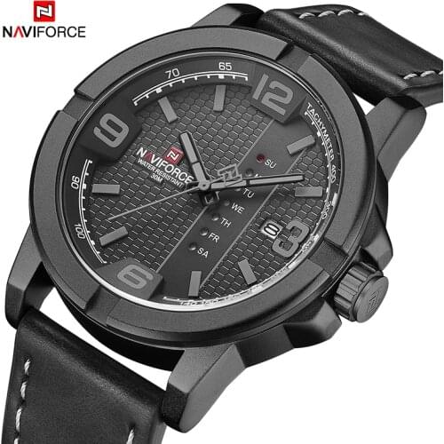 Men’s Watches NAVIFORCE Top Brand Luxury Waterproof Date Quartz Watch Man Fashion Leather Strap Sport Wrist Watch Men Clock 2020