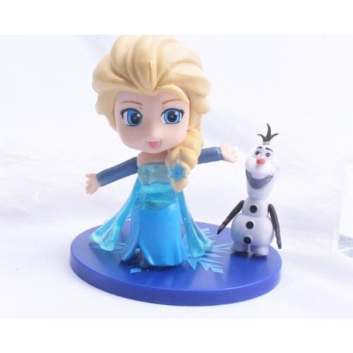 Disney Elsa Princess Figures Frozen Olaf PVC Birthday Cake Ornament Model Collection Figurine Toys for Kids Christmas gift