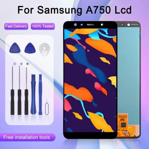 1Pcs A750F Screen For Samsung Galaxy A750 Lcd Touch Screen Digitizer Assembly A7 2018 Display Free Shipping With Frame