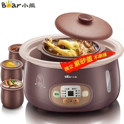 Home Automatic sous vide cooker 4L electric stew pot intelligent appointment electric cooker Stew pot Purple Clay slow cooker