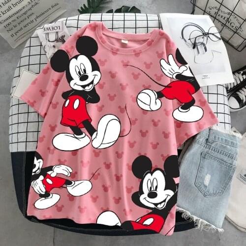 Disney cartoon Mickey Tshirt Tops Summer Ullzangoversized Women T-shirts Ulzzang hip hop Streetwear Harajuku short sleeve tshirt