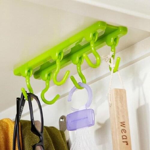 Hot Sale 1pc 6 Hooks Strong Sucker Bathroom Kitchen Organizer Storage Rack Hanger Hooks Door Cabinet Wall Shelf Wholesale