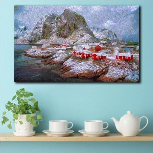 Large Size Oil Painting Lofoten, Norway Wall Picture Art Painting Wall Art Canvas Prints Pictures for Living Room and Bedroom