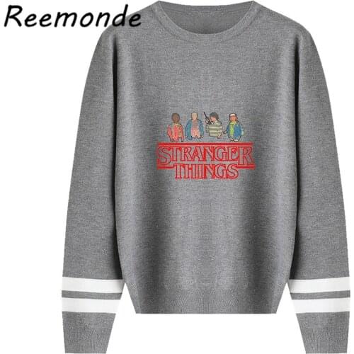 Stranger Things 3 Hoodies Sweaters Costume Ladies Men Autumn Tops Hoodies Nancy Wheeler Eleven Clothes Black Grey Sweater Winter